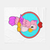 Parrot met hart fleece deken (Voorkant (Horizontaal))