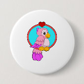 Parrot met hart ronde button 7,6 cm (Voorkant)