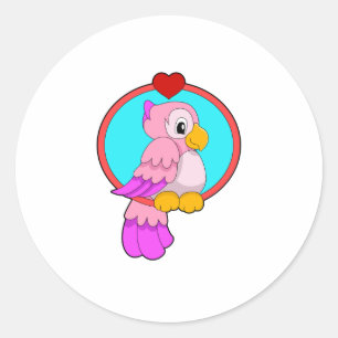 Parrot met hart ronde sticker