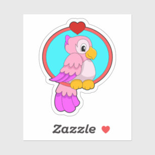 Parrot met hart sticker