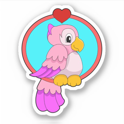 Parrot met hart sticker (Voorkant)