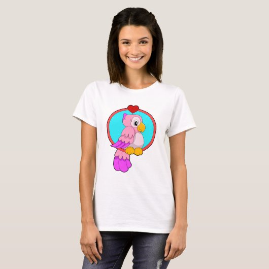 Parrot met hart t-shirt (Voorkant volledig)