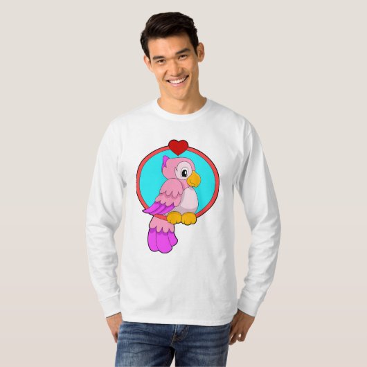 Parrot met hart t-shirt (Voorkant volledig)
