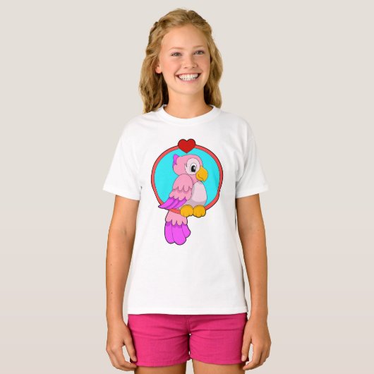 Parrot met hart t-shirt (Voorkant volledig)