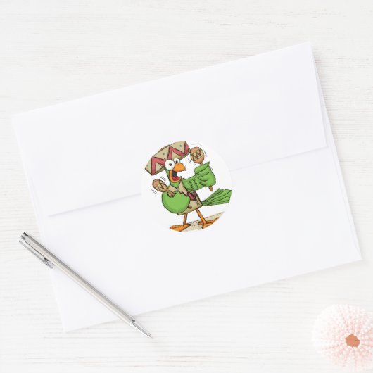 Parrot met Maracas Ronde Sticker (Envelop)