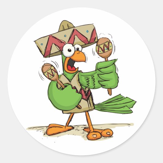 Parrot met Maracas Ronde Sticker (Voorkant)