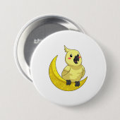 Parrot met Moon Ronde Button 7,6 Cm (Voorkant /achterkant)