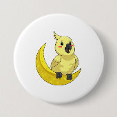 Parrot met Moon Ronde Button 7,6 Cm (Voorkant)