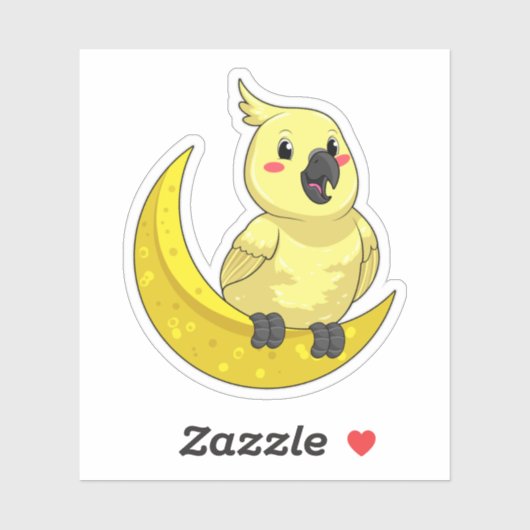 Parrot met Moon Sticker (Vel)