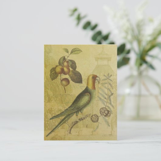Parrot met Plums Briefkaart (Staand voorkant)