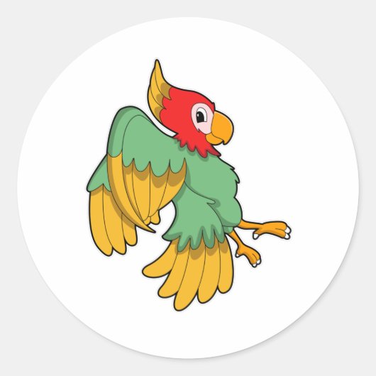 Parrot met rode kop ronde sticker (Voorkant)
