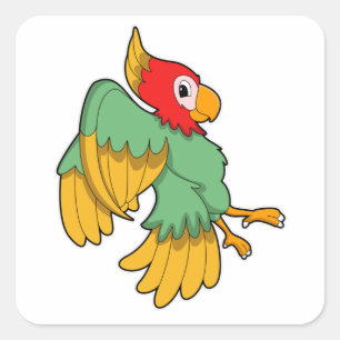 Parrot met rode kop vierkante sticker