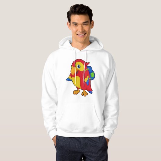 Parrot met rugzak hoodie (Voorkant volledig)