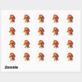 Parrot met rugzak ronde sticker (Vel)