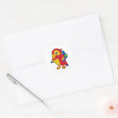 Parrot met rugzak ronde sticker (Envelop)