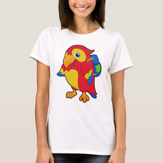 Parrot met rugzak t-shirt (Voorkant)
