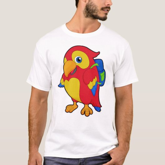 Parrot met rugzak t-shirt (Voorkant)