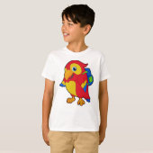 Parrot met rugzak t-shirt (Voorkant volledig)