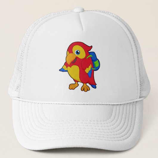 Parrot met rugzak trucker pet (Voorkant)
