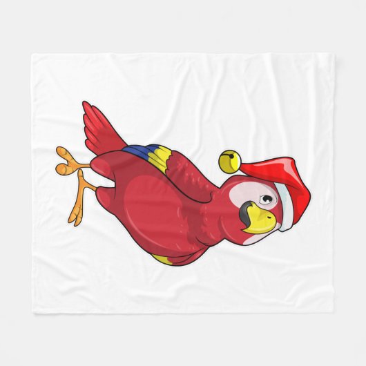 Parrot met Santa hat Fleece Deken (Voorkant (Horizontaal))