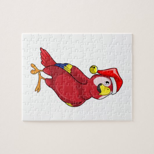 Parrot met Santa hat Legpuzzel (Horizontaal)