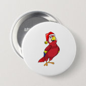 Parrot met Santa hat Ronde Button 7,6 Cm (Voorkant /achterkant)