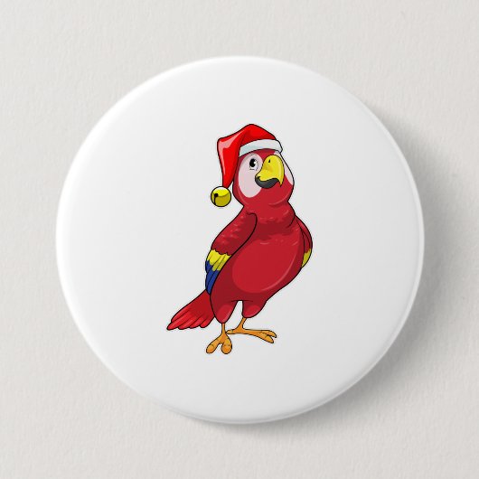 Parrot met Santa hat Ronde Button 7,6 Cm (Voorkant)