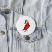 Parrot met Santa hat Ronde Button 7,6 Cm (In situ)