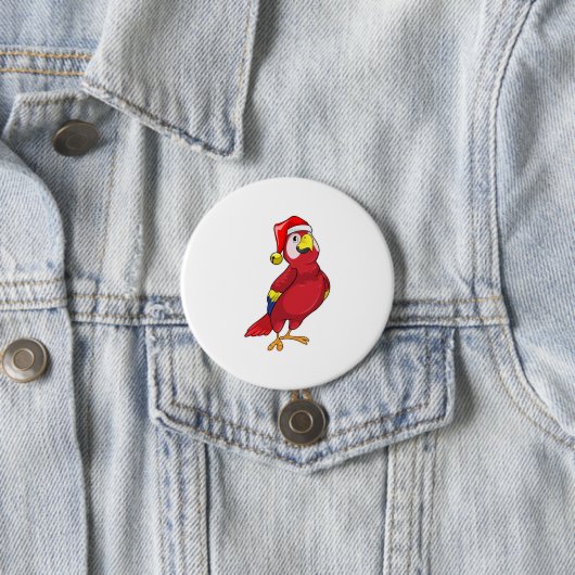 Parrot met Santa hat Ronde Button 7,6 Cm (In situ)