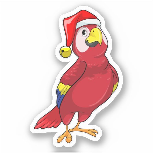 Parrot met Santa hat Sticker (Voorkant)