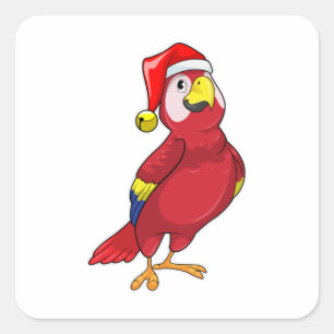 Parrot met Santa hat Vierkante Sticker