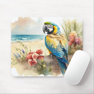 Parrot met Tropische Bloemen Muismat
