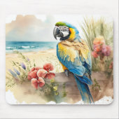 Parrot met Tropische Bloemen Muismat (Voorkant)