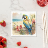 Parrot met Tropische Bloemen Servet (Insitu)