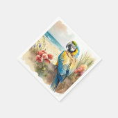 Parrot met Tropische Bloemen Servet (Hoek)