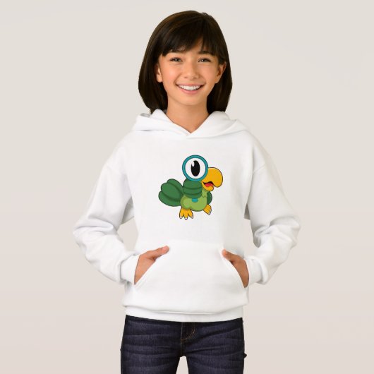 Parrot met vergrootglas (Voorkant volledig)