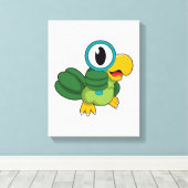 Parrot met vergrootglas canvas afdruk (Insitu (Houten vloer))