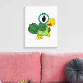 Parrot met vergrootglas canvas afdruk (Insitu (Woonkamer))