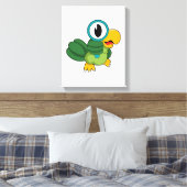 Parrot met vergrootglas canvas afdruk (Insitu (Slaapkamer))