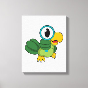 Parrot met vergrootglas canvas afdruk