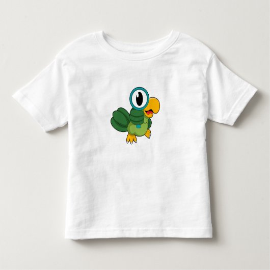 Parrot met vergrootglas kinder shirts (Voorkant)