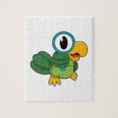 Parrot met vergrootglas legpuzzel (Verticaal)