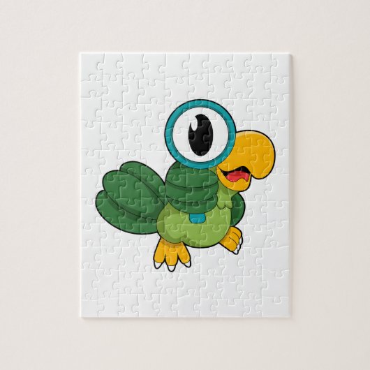 Parrot met vergrootglas legpuzzel (Verticaal)