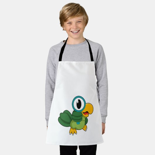 Parrot met vergrootglas schort (Gedragen)