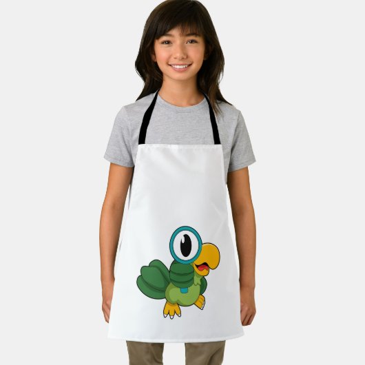 Parrot met vergrootglas schort (Insitu)