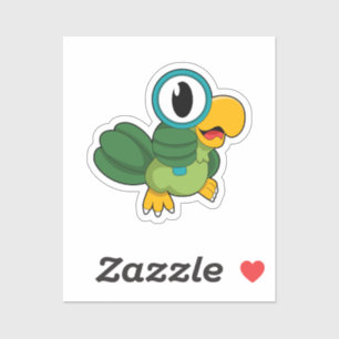 Parrot met vergrootglas sticker