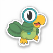 Parrot met vergrootglas sticker (Voorkant)