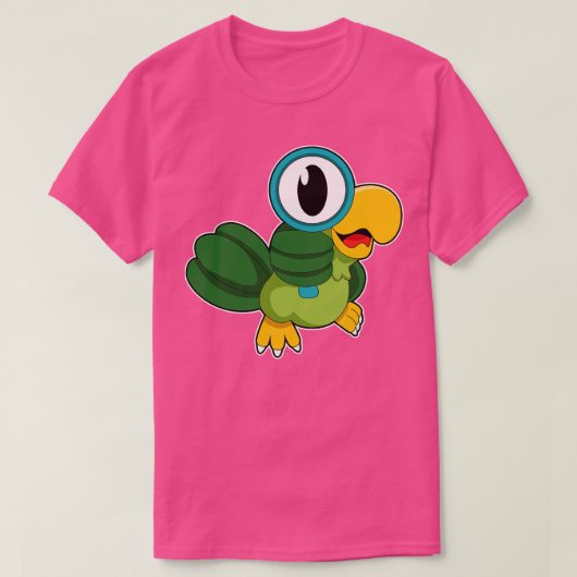 Parrot met vergrootglas t-shirt (Design voorkant)