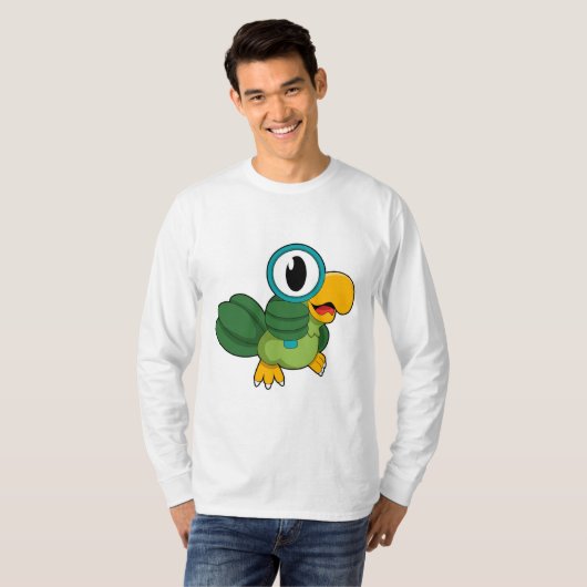 Parrot met vergrootglas t-shirt (Voorkant volledig)