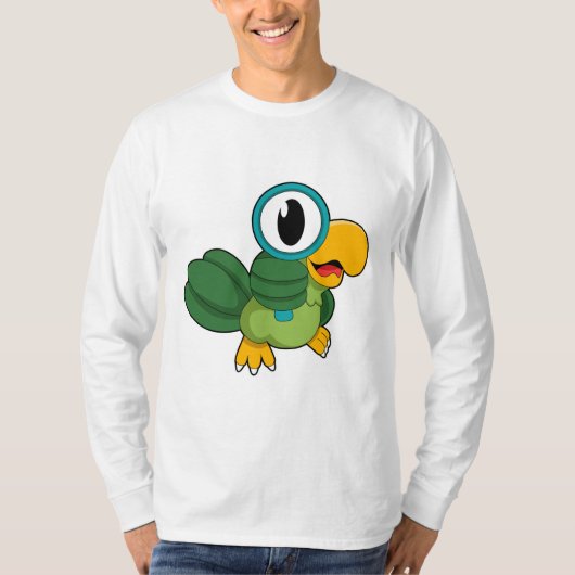 Parrot met vergrootglas t-shirt (Voorkant)